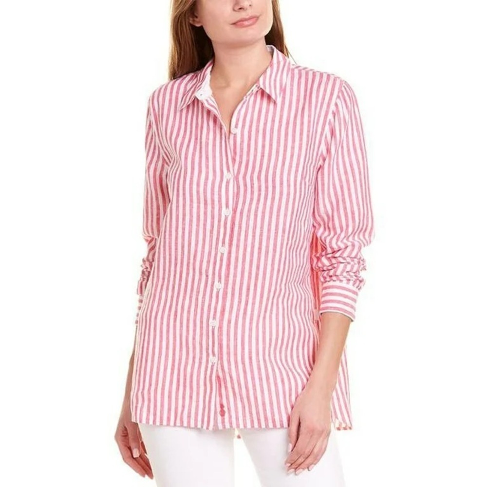 Tommy Bahama Women's Red and White Shirt
Linen Tunic, Large.